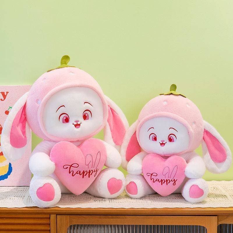 Adorable Pink Bunny Plushies Toy Hold A Heart