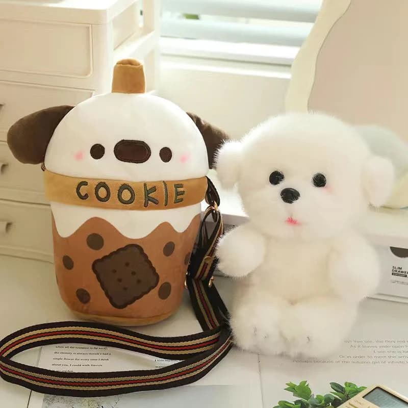 Puppy Plush Toy in A Cute Bubble Tea