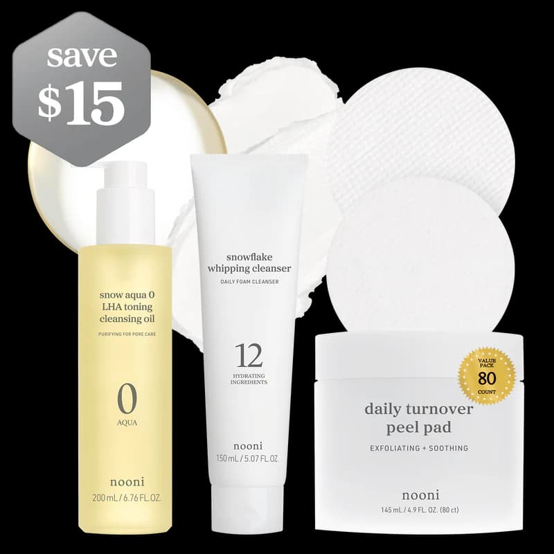 Nooni Glass Skin Perfection Trio: Cleanse, Whip & Glow