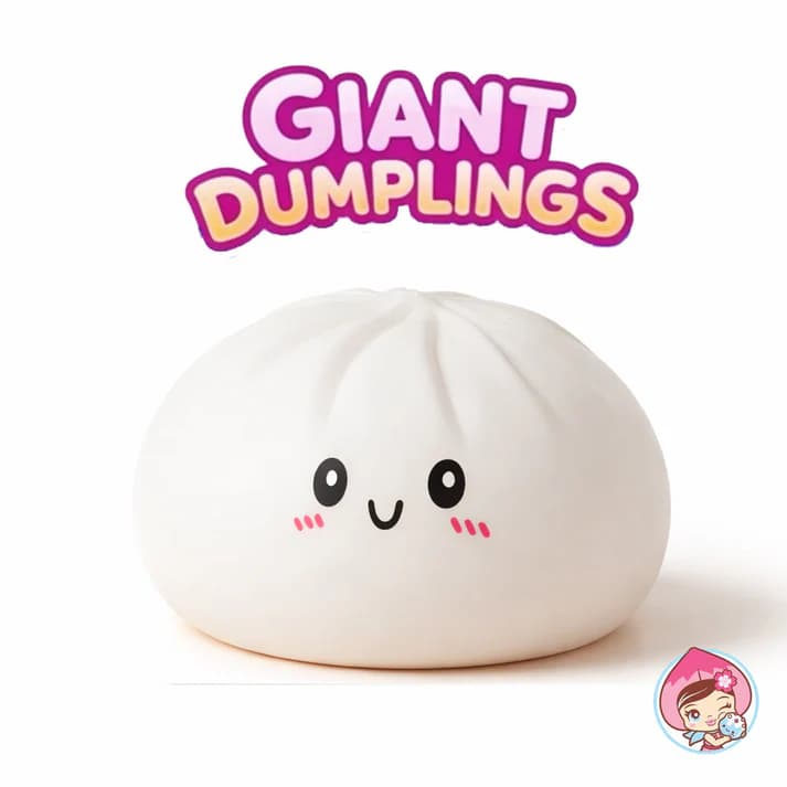 Squishy GIANT Dumpling with Face Squishy 10 inch - White