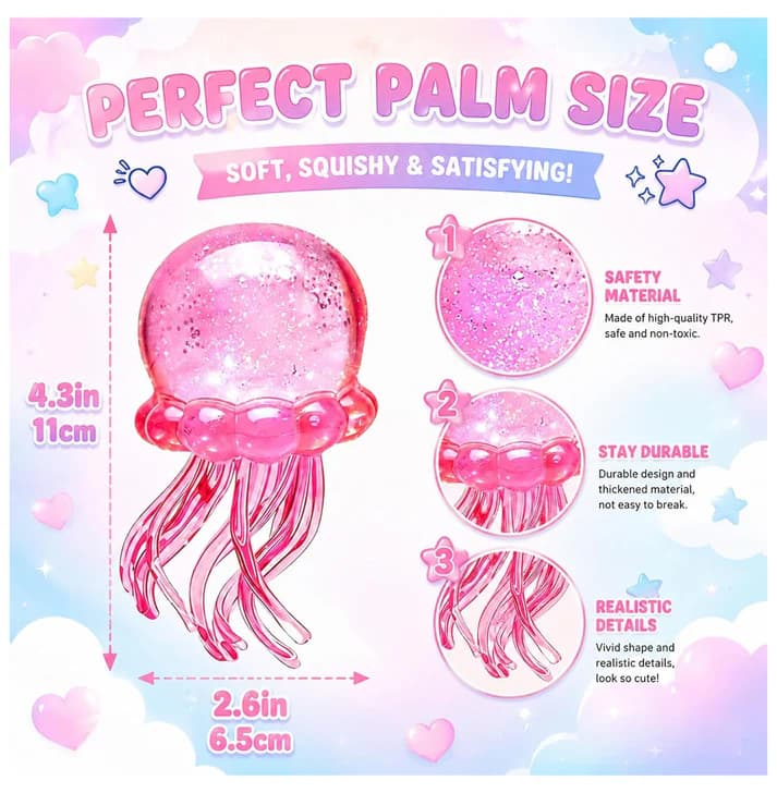 Squishy - Sugar Glitter Jellyfish Pink