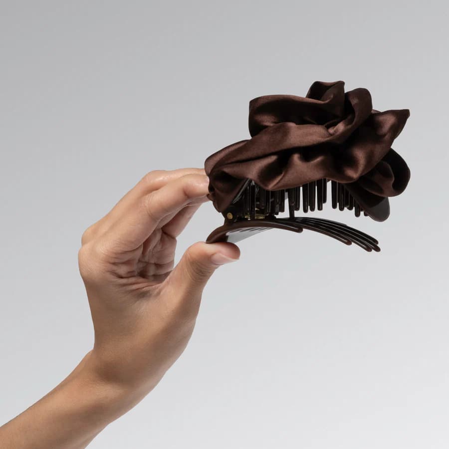 Satin Rosette Medium Flat Cloud Clip 
