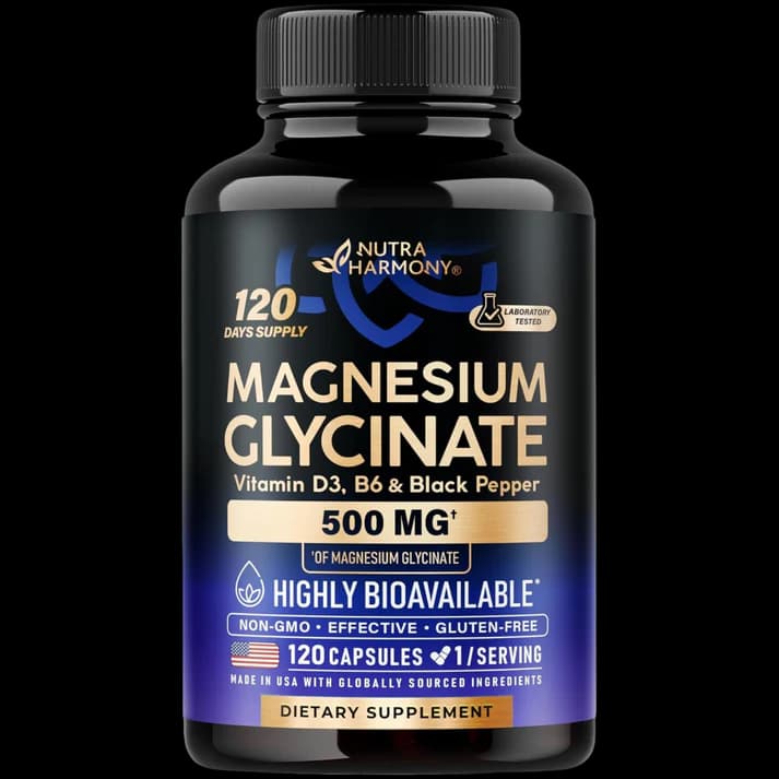 Magnesium Glycinate 500 mg with Vitamin D3, B6 & Black Pepper Capsules