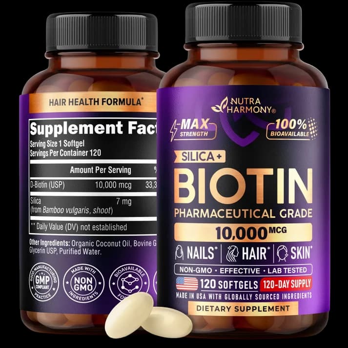 Pharmaceutical Grade Biotin 10,000 & Silica Softgels