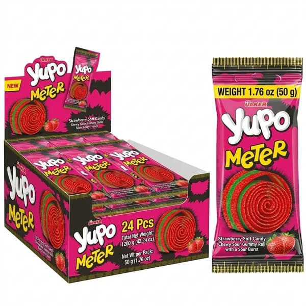 Strawberry Sour Candy Belts – Soft & Chewy Fruit Candy Strips – Pack of 24