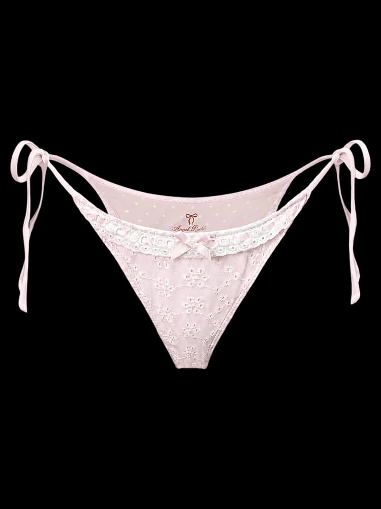 Coquette Cotton Eyelet Bikini Bottom (Pink)
