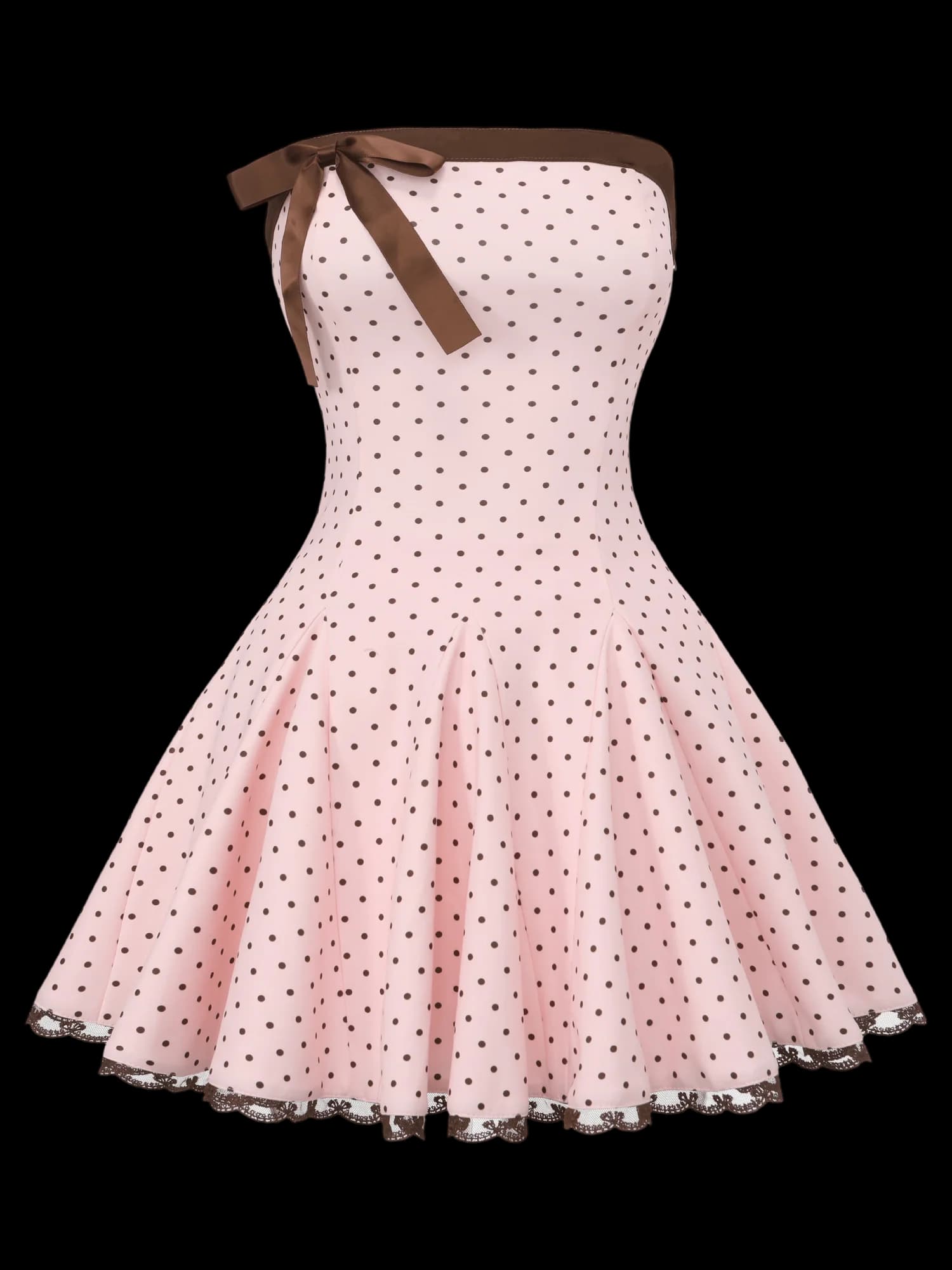Dolly Polka Dot Dress+ Petticoat (Pink Mocha)