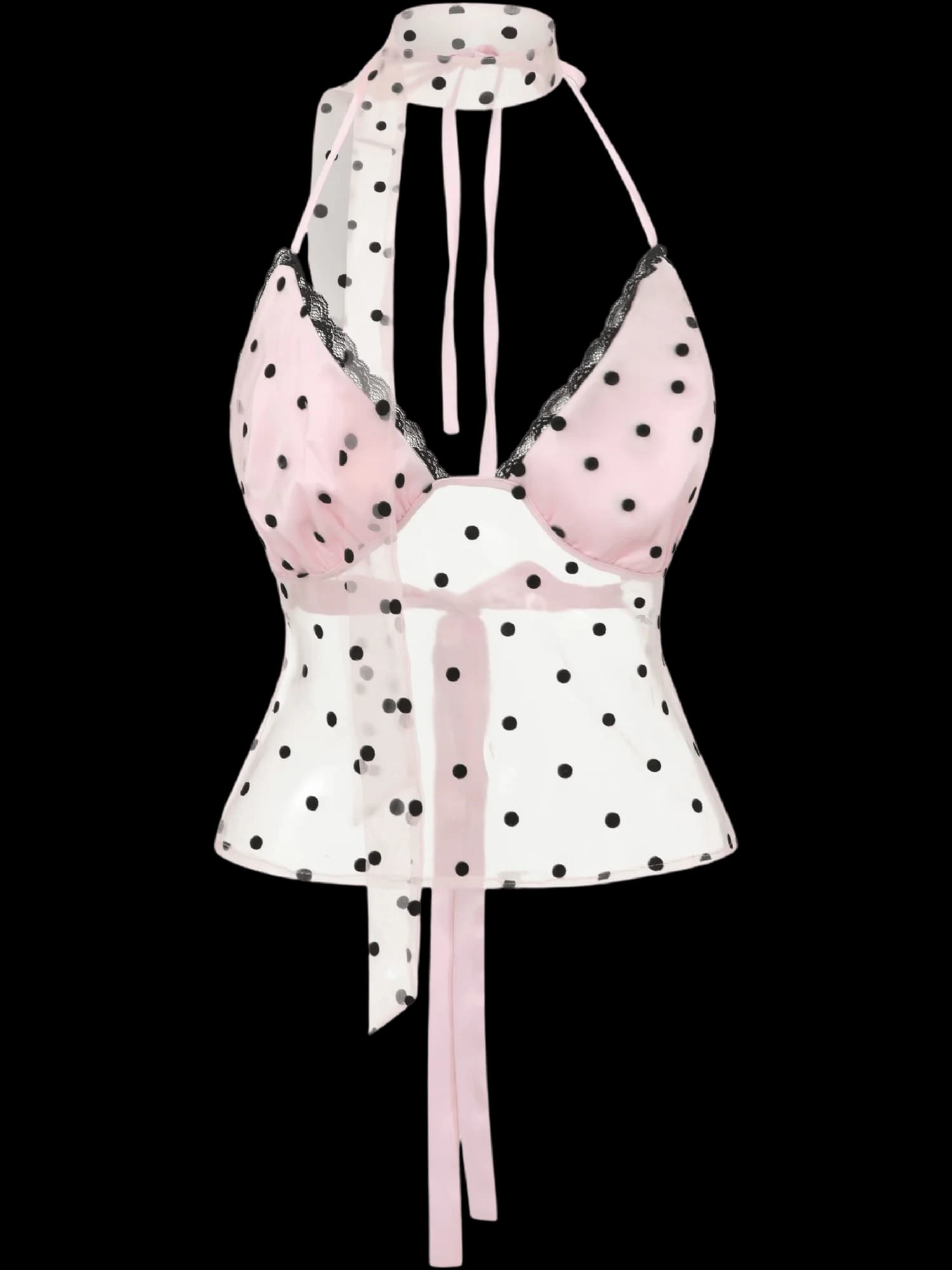 Dottie Polka Dot Mesh Halter Top