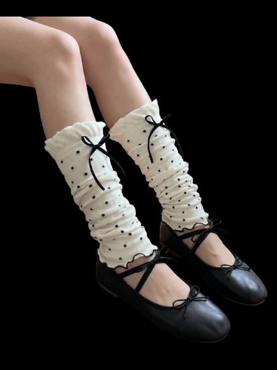 Polka Dot Leg Warmer (White)