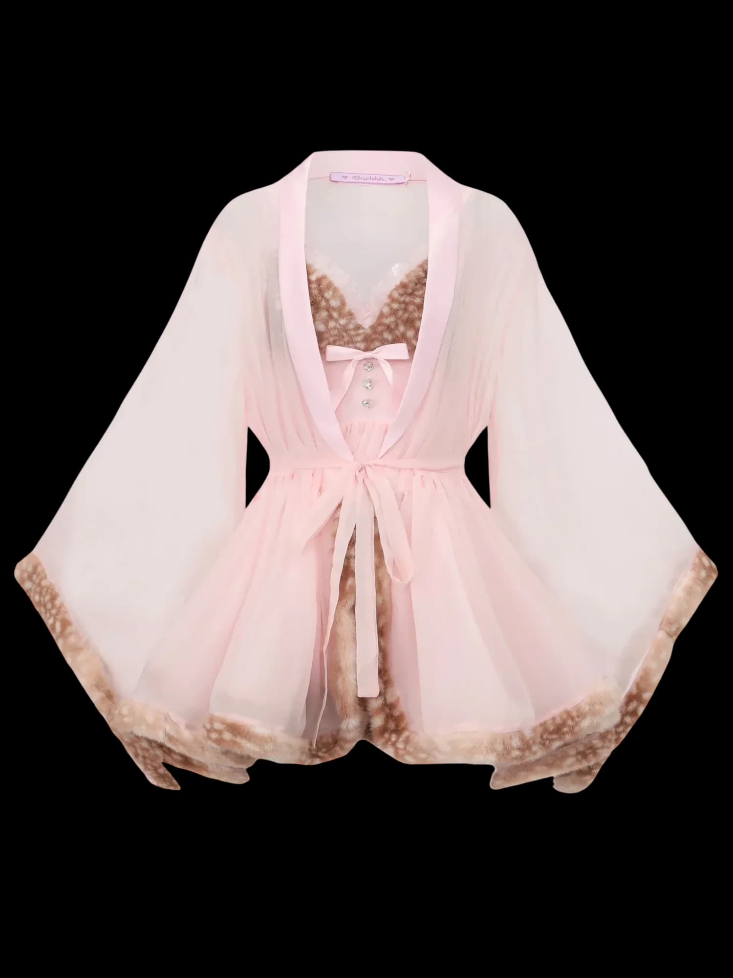 Bambi Princess Fur Chiffon Robe (Pink)