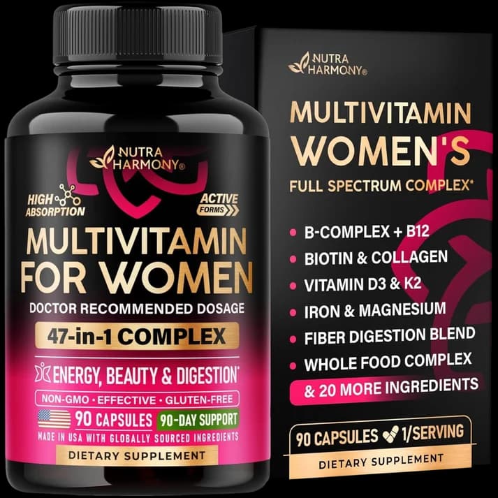 Complete 47-in-1 Multivitamin for Women | 90 Capsules, 90-Day Supply