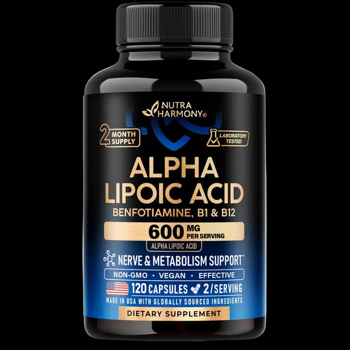 Alpha Lipoic Acid 600mg with Benfotiamine, Vitamin B1 & B12 | Nerve Support Capsules