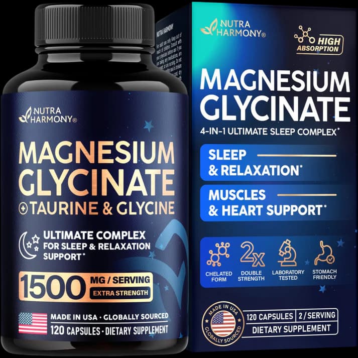 Magnesium Glycinate for Sleep with Taurine & Glycine 1500 mg Capsules