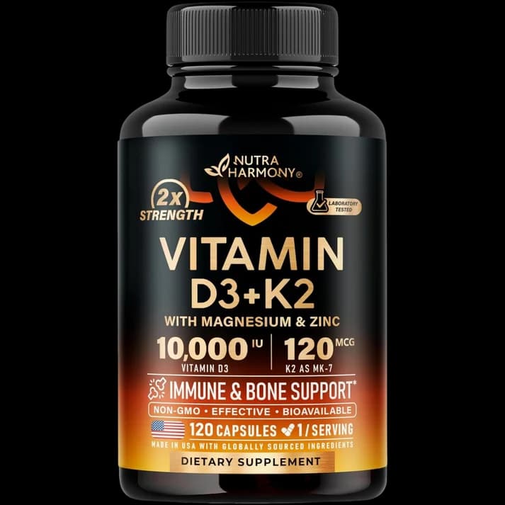 D3 10,000 IU & K2 120 mcg with Magnesium, Zinc & Vitamins Capsules
