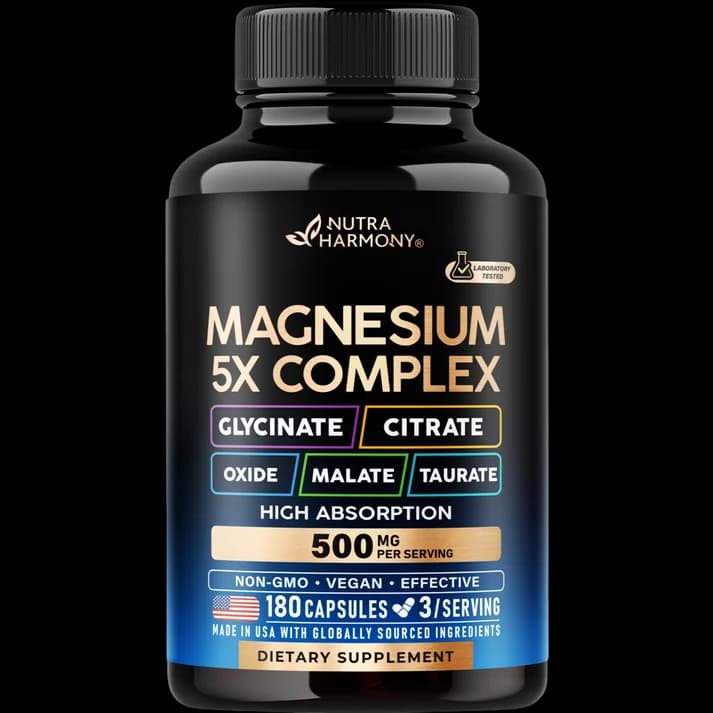 Magnesium 5-in-1 Complex | Glycinate, Citrate, Oxide, Malate & Taurate 500 mg Capsules