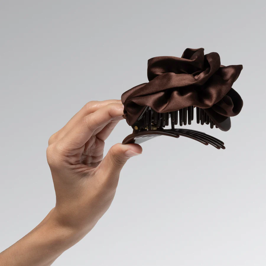 Satin Rosette Medium Flat Cloud Clip
