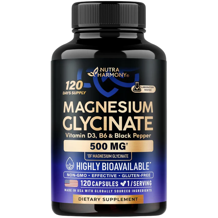Magnesium Glycinate 500 mg with Vitamin D3, B6 & Black Pepper Capsules