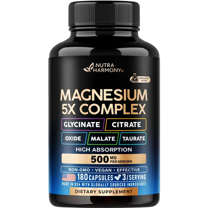 Magnesium 5-in-1 Complex | Glycinate, Citrate, Oxide, Malate & Taurate 500 mg Capsules