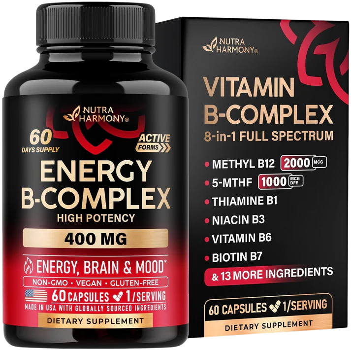 Vitamin B Complex with Astragalus & Whole Food Blend for Energy, Metabolism & Brain