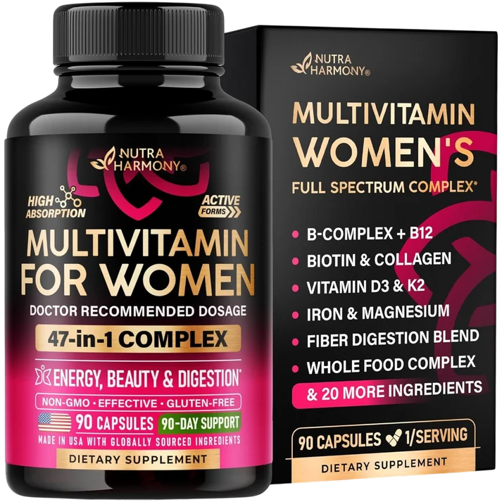 Complete 47-in-1 Multivitamin for Women | 90 Capsules, 90-Day Supply