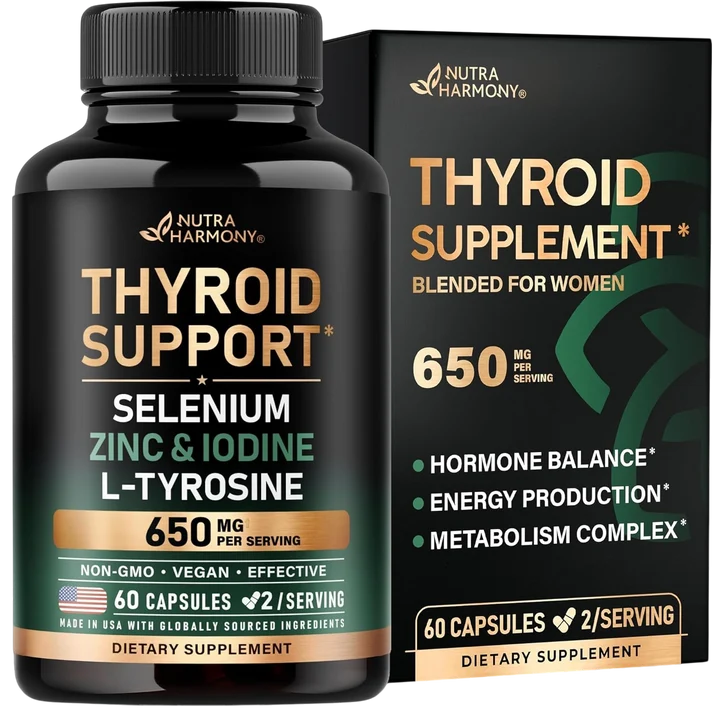 Thyroid Support with Selenium, Zinc & Iodine, L-Tyrosine, Magnesium, Adaptogen Herbs
