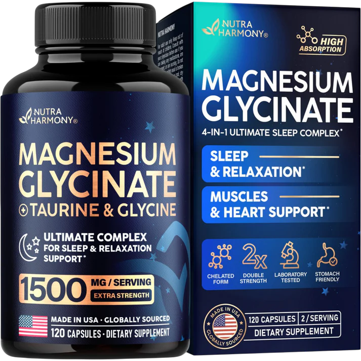 Magnesium Glycinate for Sleep with Taurine & Glycine 1500 mg Capsules