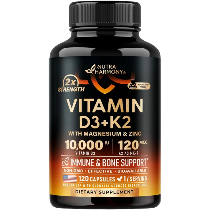 D3 10,000 IU & K2 120 mcg with Magnesium, Zinc & Vitamins Capsules