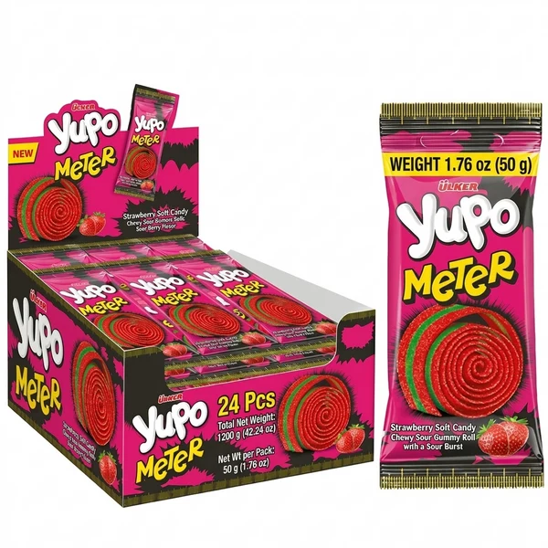 Strawberry Sour Candy Belts – Soft & Chewy Fruit Candy Strips – Pack of 24